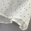 Şık Seksi Şeffaf Polka Dot Bluzlar Kadınlar Papyon Yaka Kolsuz Kadın Gömlek Blusas Asimetri Chic Tops 210430