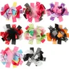 8PCS/LOT 6 Inches Kids Loopy Puff Feather Hair Bow Clips Girls Flower polka dots Barrette Hairclip Accessories Photography Props