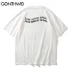 Gonthwid Hip Hop Tees Gömlek Streetwear Yaratıcı Maskeleri Baskı Kısa Kollu Tişörtleri Harajuku Punk Rock Gotik T-Shirt Casual Tops C0315