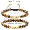 Bärade strängar Counples Men Armband Ethnic Tibetan 6mm Natural Tiger Eye Stone Pärlor flätade oregelbundna koppararmbandbanglar Friends FA