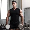 Spor Giyim V Boyun Sıkıştırma Kolsuz Gömlek Fitness Erkek Tank Top pamuklu Vücut İnşa Stringer Tanktop Singlet Egzersiz Vest695415358