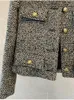 Giacche da donna 2021 autunno e inverno corto vintage fibbia in oro cappotto di tweed di lana manica lunga capispalla nero Chaqueta Mujer