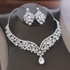 Baroque Crystal Water Drop Bridal Jewelry Sets Rhinestone Tiaras Crown Necklace Earrings for Bride Wedding Dubai Jewelry Set227I