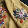 ラウンドネック半袖フラワー刺繍大きいサイズの緩い女性の国立Tシャツ夏のコットンリネンストリートウェアプルオーバートップY0621