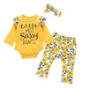 Baby Girls Długie Rękawy + Spodnie Zestaw Spring Spadek Dzieci Butik Odzież 0-2T Toddlers Duszki Pani Spodnie Kwiatowe 3 PC Set