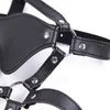 Nxy Adult Toys Camatech Leder-Kopfgeschirr mit Augenbinde, Maulkorb aus massivem Silikon, Ballknebel, umgeschnallt, Mundfessel, Bondage-Fetisch-Spielzeug, 1207