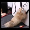 Keychains Fashion Aessories Drop Delivery 2021 Cute Tail Pendants Keychain 30Cm Fur Pom Chain Bag Ring Car Key Holder Gift Jewelry Giv0D