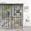 Old Vintage Wood Door Waterproof Shower Curtains Retro Bathroom Decor Hanging Curtain Set Bath Screen Home Decoration Wall Cloth 211115