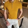 Summer Mens Polos à manches courtes Chemises Casual Slim Fit 100% coton Polo Tops Mode Streetwear Vêtements masculins M-4XL 210527