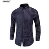 45kg-120kg Herrtröjor Långärmad Casual Vit Navy Button Down Striped Shirt Plus Size Regular Fit 5XL 6XL 7XL 210528