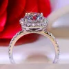 Anel de diamantes moissanite em ouro branco 14k 1ct corte redondo diamante joias de promessa de noiva design simples quadrado aniversário de casamento8787127