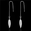 Women039S Sterling Silver Flaged Leaf Earrings Dangle Shandelier GSSE862 Fashion 925 Silver Plate Opring Gift8171409