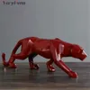 YuryFvna Abstract Resin Leopard Statue Geometric Wildlife Panther Figurine Animal Sculpture Modern Home Office Decoration Gift 210910