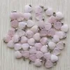 Pendentifs en pierre naturelle en forme de cœur en quartz rose, 15mm, pour la fabrication de colliers et de bijoux