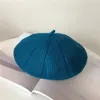 Boinas sombrero de mujer otoño e invierno algodón punto calabaza caliente pequeño fresco tridimensional pintor de rayas boina