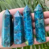 6-7cm Rare Natural Blue Apatite Crystal Point Wand Tower Gift Reiki Healing Home Decora