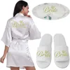 Silver Writing Bridal Wedding Robes Bride Bridesmaid Maid of Honor Women Party Robe Floral Gifts Get Ready 210924