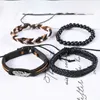 Multi-layer Retro Leather Bracelets For Men Beads 4 pcs Bracelet set Handmade Anchor Infinity Charm Bracelet Wrap Jewelry