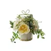 Fiori decorativi Ghirlande Simulazione nordica Fiore rosa Vaso in ceramica Pot Flores Decorazione domestica Matrimonio Damigella d'onore Decorazioni per feste San Valentino