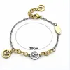 Fashion Style Lady Women Titanium steel Chain Gold Silver Plate Bracelet With Hollow Out Initials Charm gift