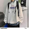 Lente Mannen Casual Sweatshirts Harajuku 1997 Gedrukt Mannen Oversized Hoodies 2021 Koreaanse Man Casual Losse Pullovers Y211118