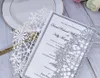 2021 Schneeflocken-Laserschnitt-Hochzeitseinladungen mit Glitzerband, Einladungskarten für Brautbrunch, Quinceanera-Geburtstagsparty-Einladungen