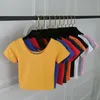 Summer Women T Shirt Short Sleeve O-neck Casual Cotton Black White Red Yellow Tops Tees Female Ladies Crop Top