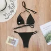 Bikini Costume da bagno di lusso con strass Bling Set di nastri di diamanti di cristallo Donne sexy che fanno il bagno Halter Push Up Beachwear