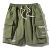 FOJAGANTO Summer Cargo Shorts Men Trend Brand Mens High Street Drawstring Knee Length Pants Print Casual Shorts Male 210322