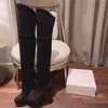 Designer-Mode-Overknee-Stiefel aus mattiertem Leder, 14 cm, Super-High-Heel, langer Schlauch, Stretch, Herbst/Winter, wasserdichte Plattform für Damen