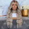 180 Dichte hellbraun verwurzeltes Platinblondes Perücken Highlight Remy Human Hair 13x4lace vordere Perücken für schwarze Frauen transparenter Spitzengrau Ombre Full Lacewigs