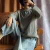 Johnature Vintage manches longues chemises à carreaux col rabattu automne lâche femmes blouses tout-match chinois style hauts 210521