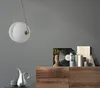 Nordic White Globe Globe Lampy Wisiorek LED Mosiądz Wiszący Kuchnia Światła Sufitowa