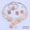 Dubai Multicolor Jewelry Sets for Women African Wedding Bridal Charm Necklace Earrings Bracelet Ring Flower Shape Jewelry Set H1022