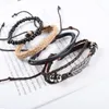 Charm Bracelets Multi-layer Leaves Leather Bracelet Handmade Beads 4 Sets Bangle For Men And Women Jewelry Wholesale YP8516