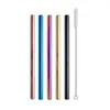 2022 new 215x12mm Extra Wide Stainless Steel Drinking Straws Reusable Colorful Boba Smoothie Milky Tea Metal Straw