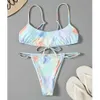 Sexy Imprimir Bikini Swimwear Mulheres Swimsuit Feminino e Praia Sarong Três Peças Set Bather Bathing Terno Beachwear 210521