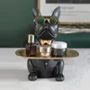 Bulldog Sculpture Table Decoração Multifunction Desk Armazenamento Estátua Decorativa Coin Banco Casa Decoração Decoração Figurine