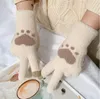 Frauen Herz Gestrickte Winter Handschuhe Nachahmung Nerz Haar Herbst Warme Dicke Handschuhe Nette Katze Pfote Muster Touchscreen Mädchen Handschuhe