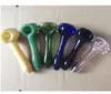 Newest Colorful Glass Pipe Oil Burner Tobacco Spoon Filter Pipes Dry Herb smoking hand made Cigarette Tools 6 Colors 11.5cm Length