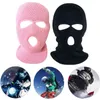 Full Face Cover Mask Três 3 Furos Balaclava Malha Chapéu Exército Tático CS Winter Ski Ciclismo Máscara Máscara Beanie Beanie Hat Cachecol Quente Y21111