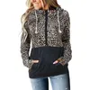 Leopard Camouflage Print Patchwork Rits Pocket Tops Dames Lange Mouwen Losse Hooded Sweatsirt Fashion Casual Pullovers Hoodies 210928