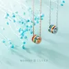 Modian Colorful Rainbow Multi-Layer Round Pendant Necklace for Women Gift Adjustable Sterling Silver 925 Necklace Fine Jewelry 210179k