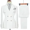 Herenpakken Blazers Jeltoin Zwart Mannen Pak Double Breasted 2 Stuks Set Tailor-Made Blazer Broek Bruid Tuxedos Trouwjurk Party Kostuum