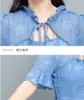 High Quality summer fashion temperament women O Collar Flower Printed short Sleeve Chiffon Long Dress 210531