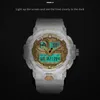 スマールスポーツウォッチメンズ防水トップブランドデジタル時計品質プラスチックウォッチバンドデュアルディスプレイ腕時計レオリージョマスカリノX0524