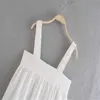 Za Women Textured Weave Mini Summer Dress Cinghie senza maniche Elastic White Beach Dress Back Zip Donna Piega abiti larghi 210602