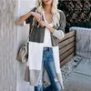 Spring Women Sweater Striped Color Block Draped Loose Cardigan Long Sleeve Casual Knit Coat Ropa Mujer 210517