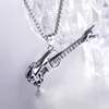 Fashion Domineering Skull Bass Guitar Gesture Pendant Necklace Retro Music Hip Hop Men's Jewelry Accessories Gift