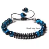 Bracelets tressés Vintage pour hommes, véritable Chakra, œil de tigre, perles en pierre de 8 Mm, faits à la main, hématite à facettes, bijoux de bouddha B269I